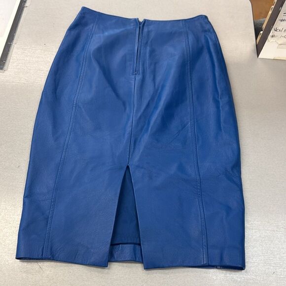 Danier Blue Pencil Leather Skirt Knee-Length Workwear - Picture 5 of 9